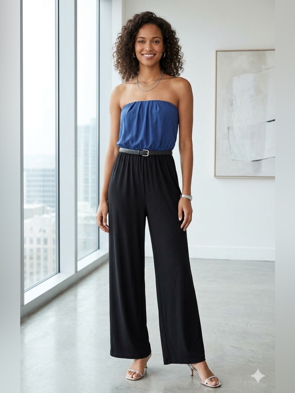 Iris LA Jumpsuit sleeveless size XL elastic neckline top pants one piece chiffon